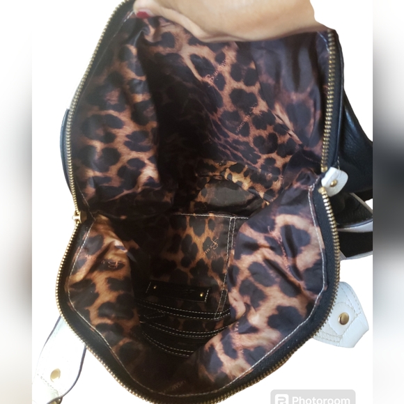 B Makowsky Designer Original shoulder Purse Stone White Cream Black - Picture 10 of 17